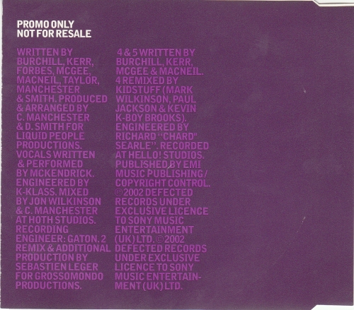 5" CD single (Promo only - Not for resale) - Jaquette arrière