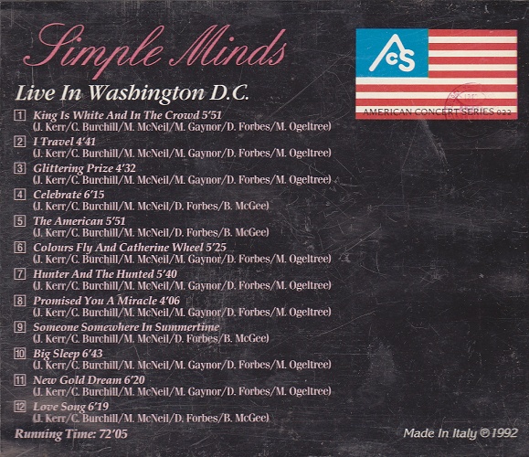 CD album - Jaquette arrière