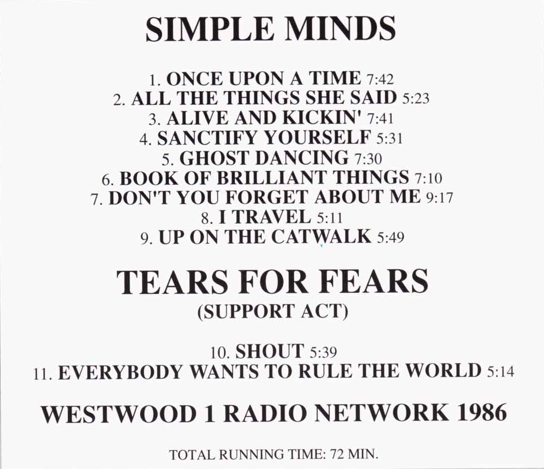 CD album (Original CD only - without sleeve or box) - Jaquette arrière