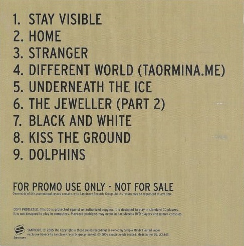 CD album (Cardsleeve) - Jaquette arrière