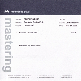 CD-R - Mastered by John Davis - London