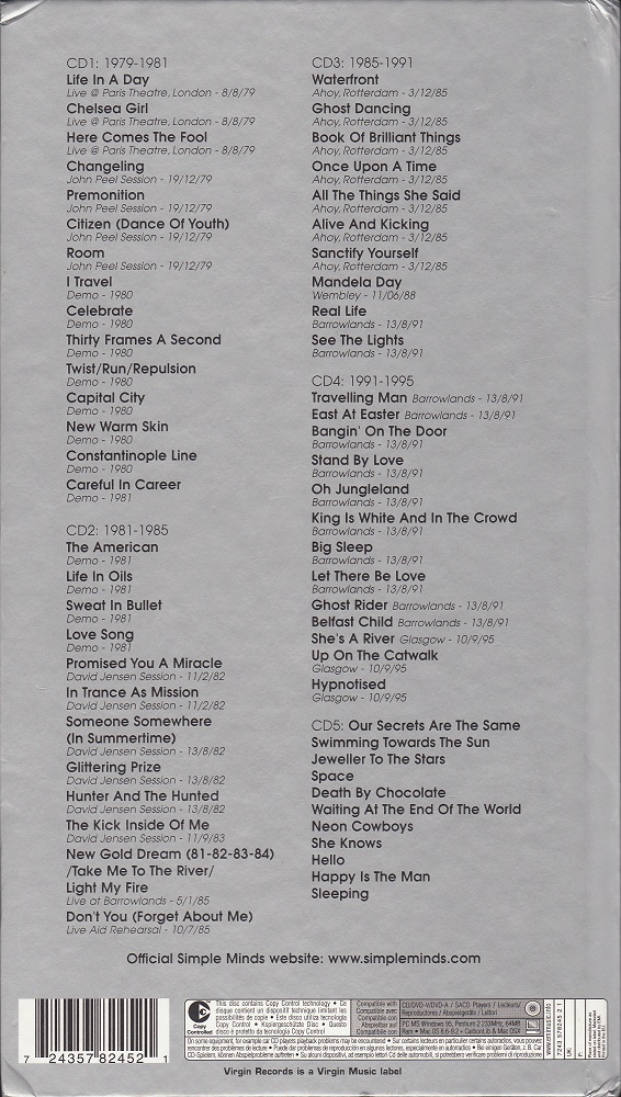 5 x CD album - Jaquette arrière