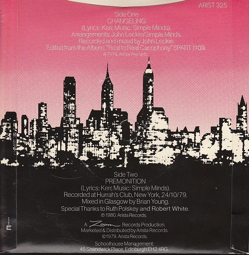 7" single (45 tours) - Jaquette arrière